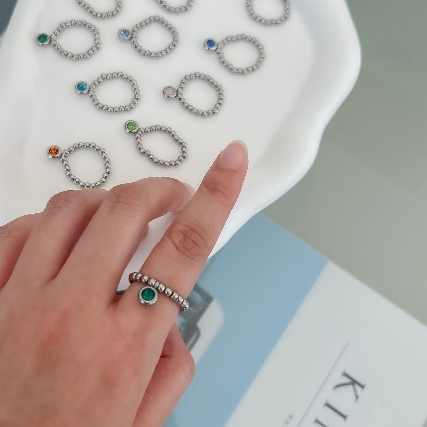 Birthstone beaded ring