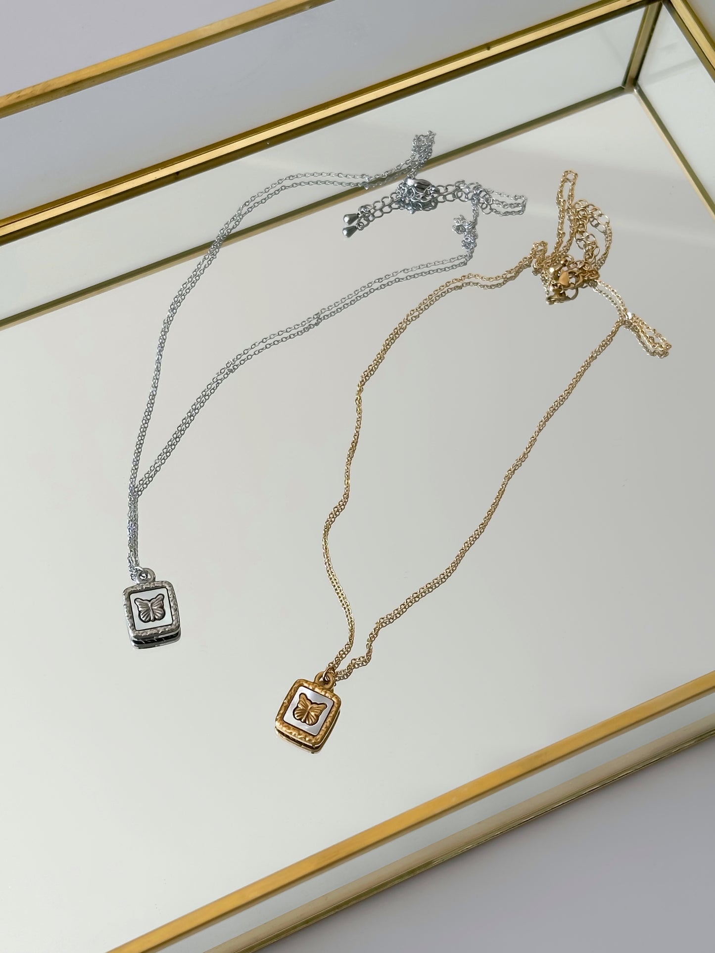 Square butterfly necklace