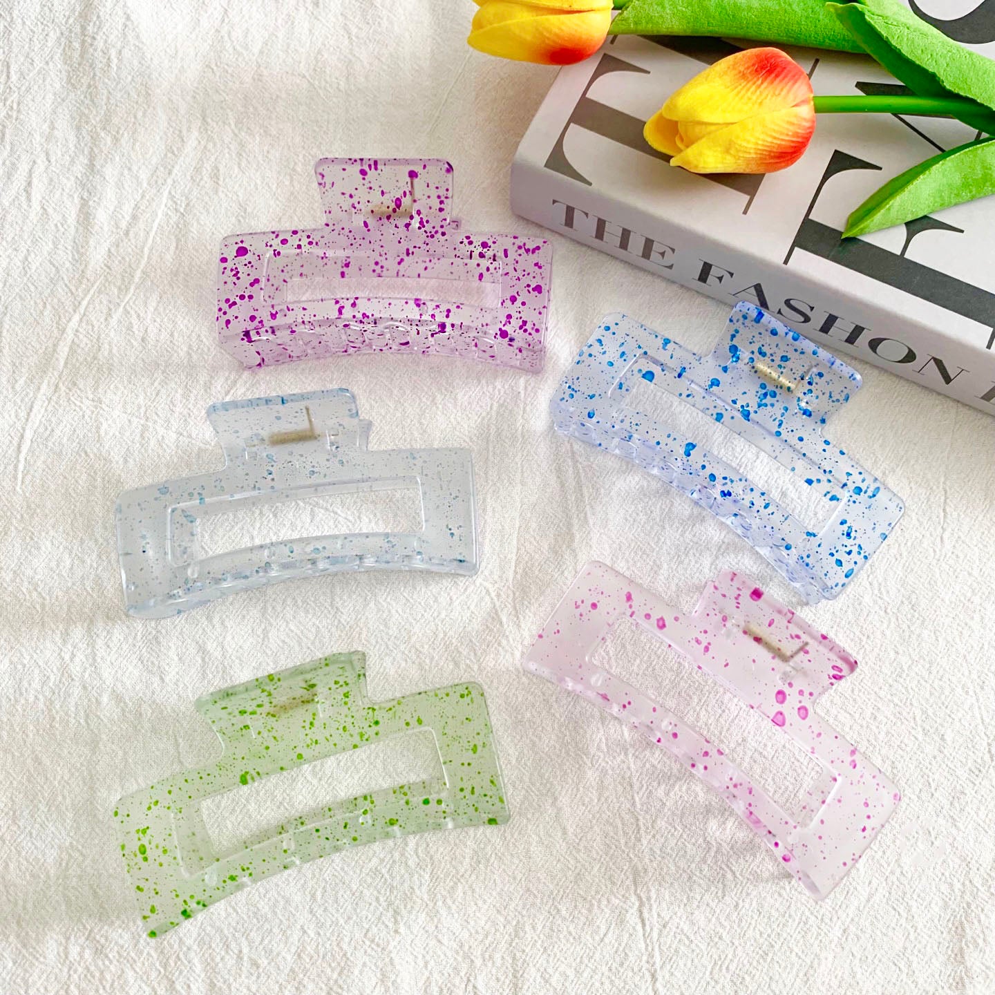 Speckled Rectangle Claw Clip