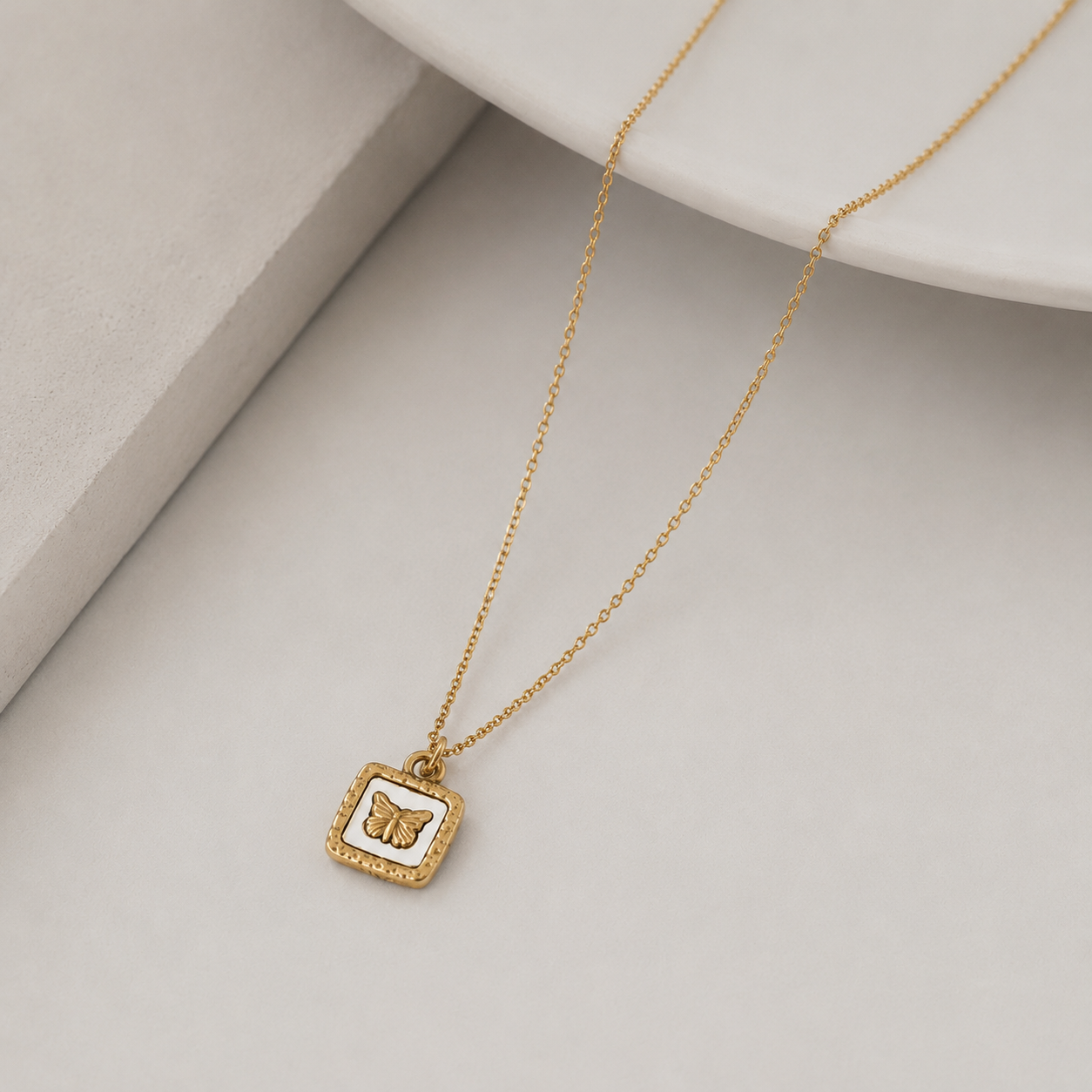 Square butterfly necklace