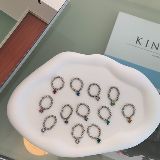 Birthstone beaded ring