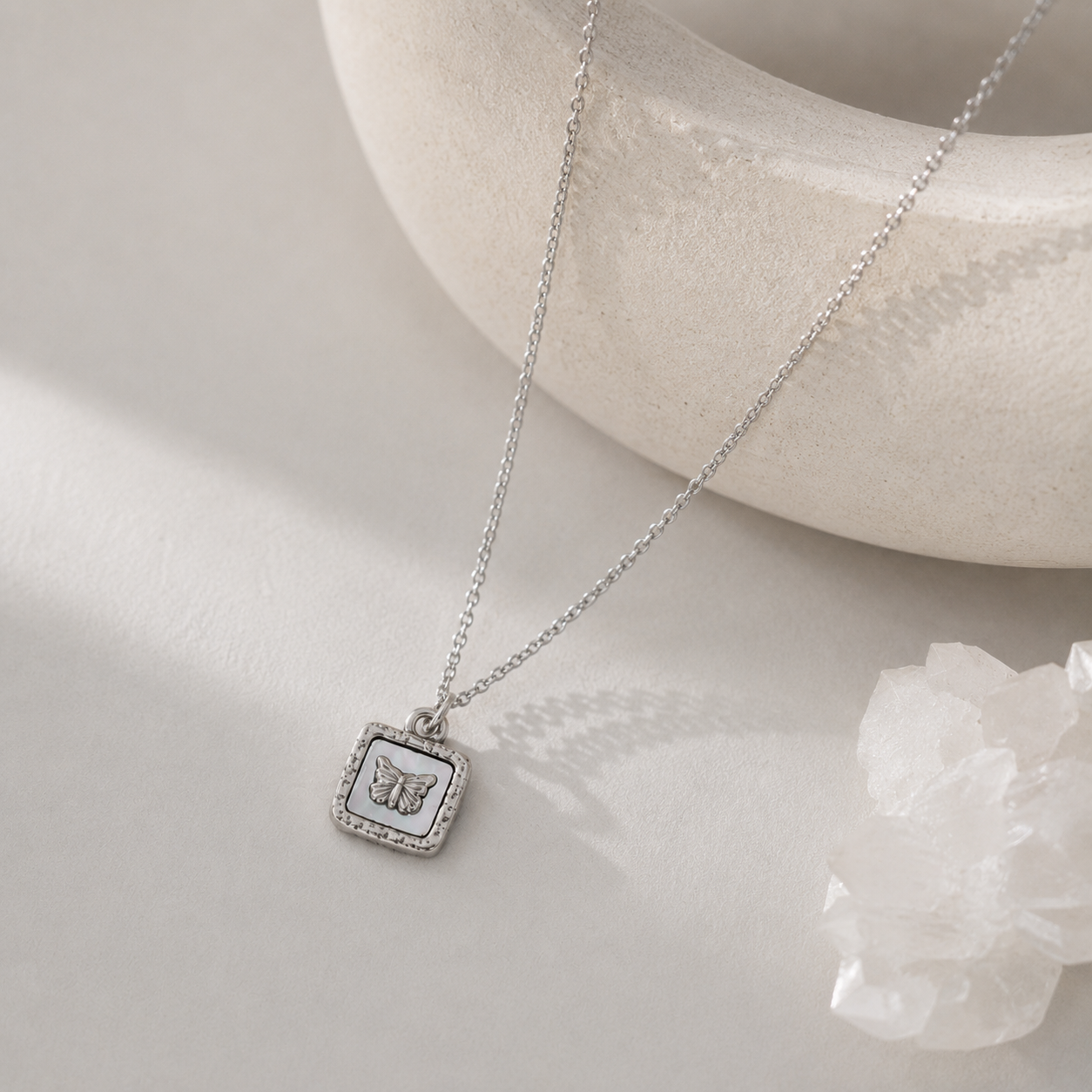 Square butterfly necklace