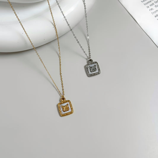 Square butterfly necklace